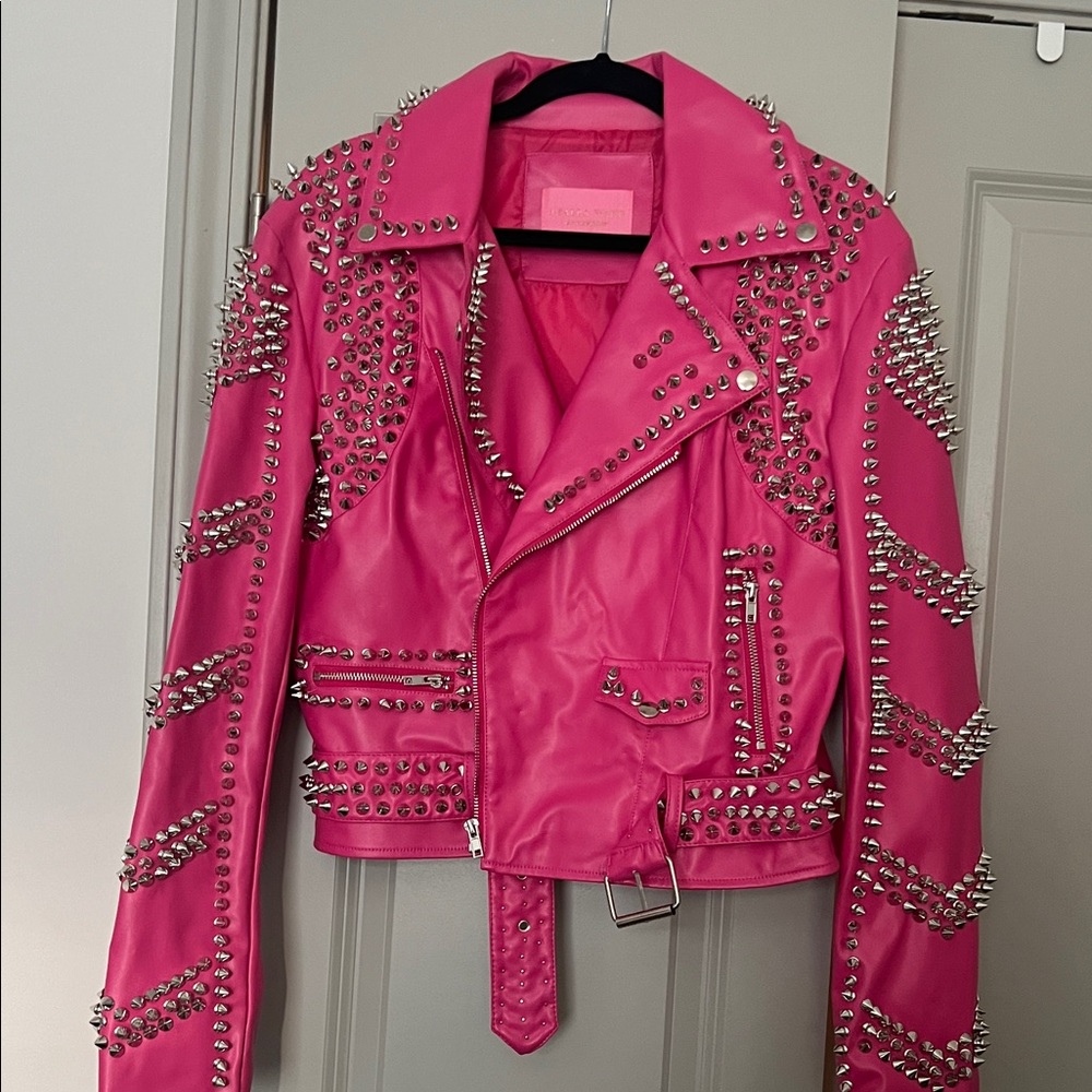 Studded Pink Leather Jacket